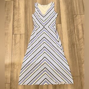 NEW! New York & Company Blue Chevron Striped Maxi Dress, Size S